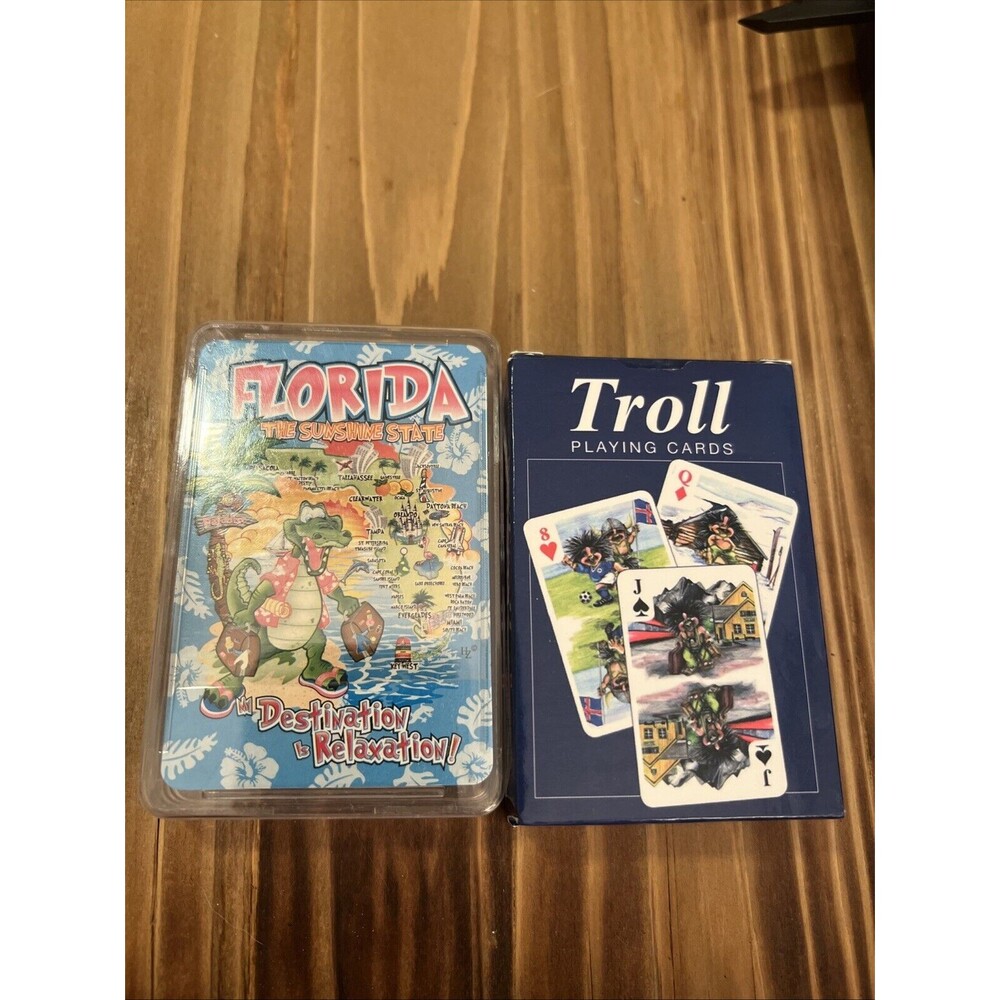2 Sets Of Playing Cards Florida And Troll Theme